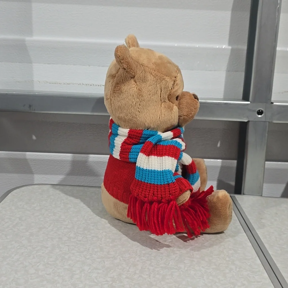 Disney Store 2008 Winnie the Pooh With‎ Christmas Sweater and Scarf
